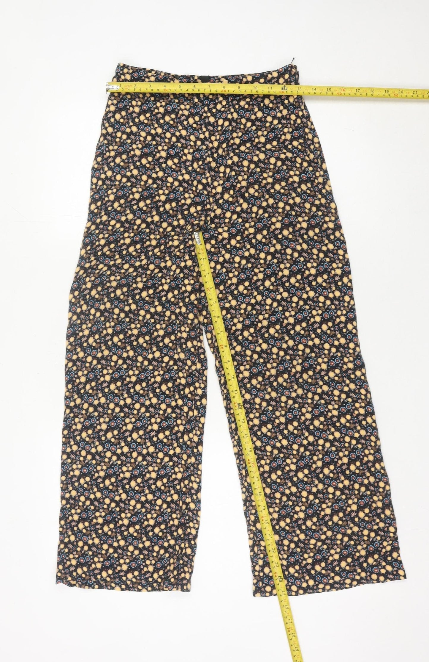 Topshop Womens Multicoloured Floral Wide-Leg Trousers Size 8