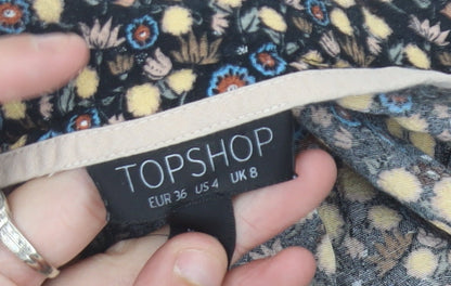 Topshop Womens Multicoloured Floral Wide-Leg Trousers Size 8