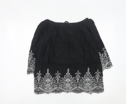 Womens UK Size 12 Zara Black Tunic Blouse