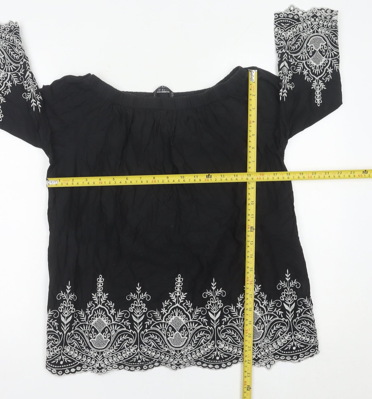 Womens UK Size 12 Zara Black Tunic Blouse