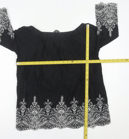 Womens UK Size 12 Zara Black Tunic Blouse