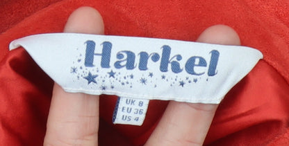 Harkel Women’s Red Pinafore Dress UK 8 Embroidered Pockets
