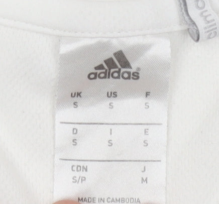 Adidas Men’s White Small Athletic Fit Short Sleeve Sports T-Shirt
