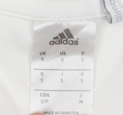 Adidas Men’s White Small Athletic Fit Short Sleeve Sports T-Shirt
