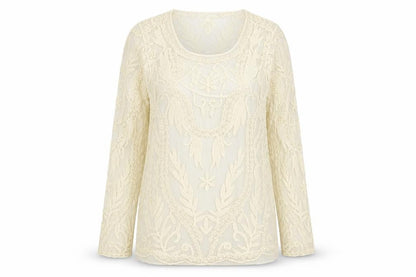 Violeta by Mango Women’s Ivory Lace Tunic Blouse Size 14