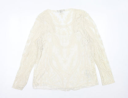 Violeta by Mango Women’s Ivory Lace Tunic Blouse Size 14