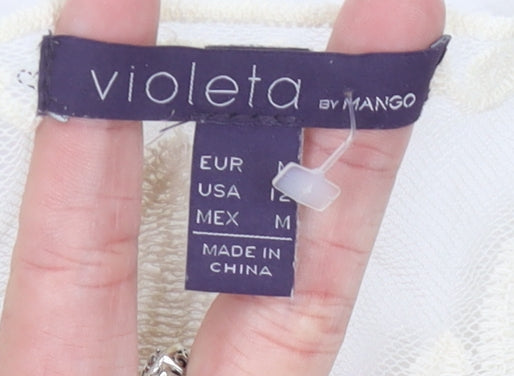 Violeta by Mango Women’s Ivory Lace Tunic Blouse Size 14