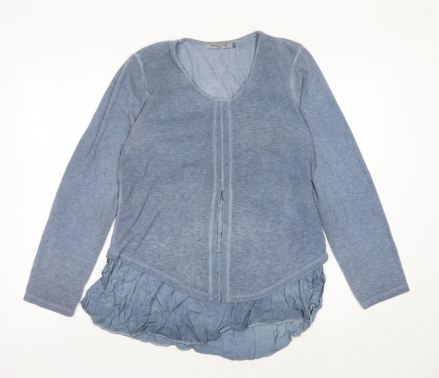 New Line Women’s Blue Scoop Neck Long Sleeve Cardigan M