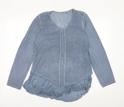 New Line Women’s Blue Scoop Neck Long Sleeve Cardigan M