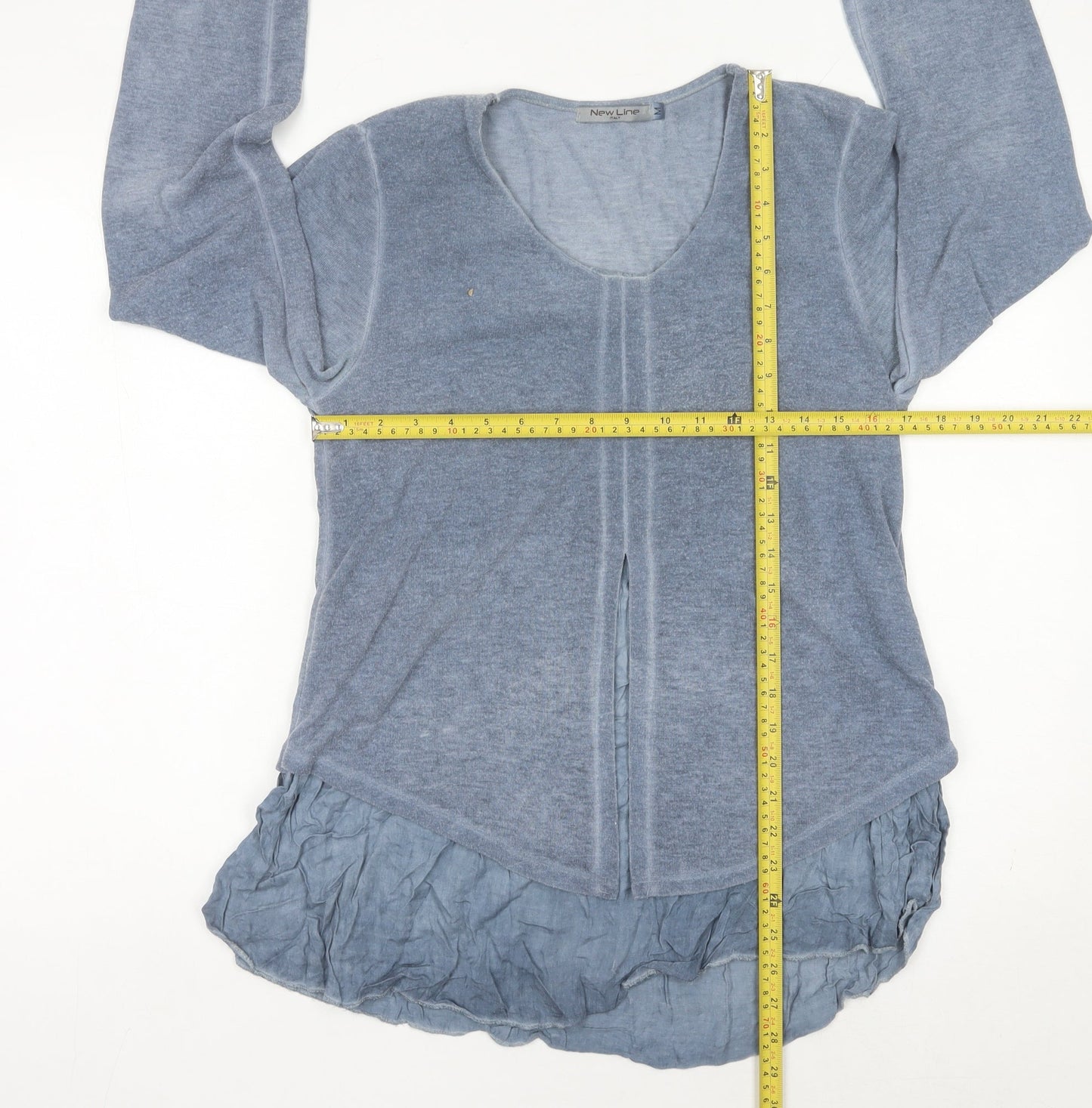 New Line Women’s Blue Scoop Neck Long Sleeve Cardigan M