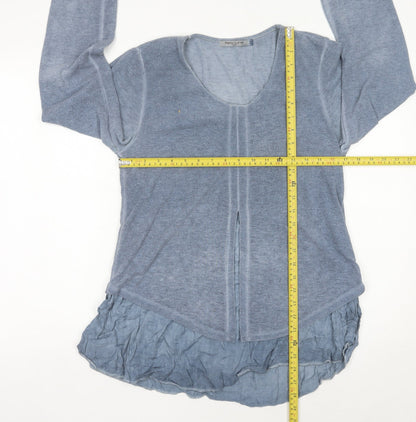 New Line Women’s Blue Scoop Neck Long Sleeve Cardigan M