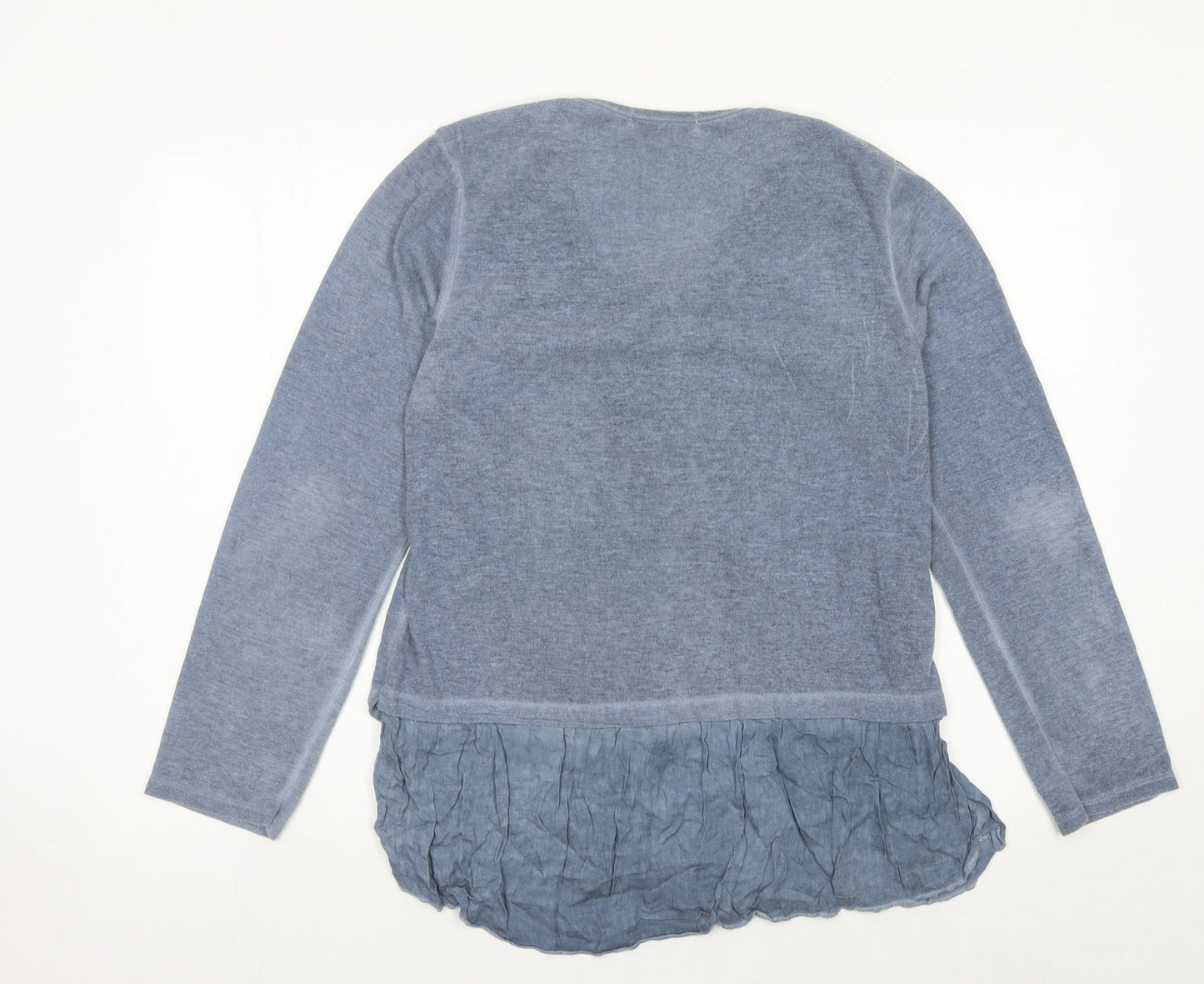 New Line Women’s Blue Scoop Neck Long Sleeve Cardigan M