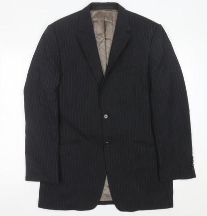 Marks and Spencer Men’s Grey Pinstripe Wool Blazer Jacket 40” Chest L