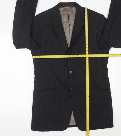Marks and Spencer Men’s Grey Pinstripe Wool Blazer Jacket 40” Chest L
