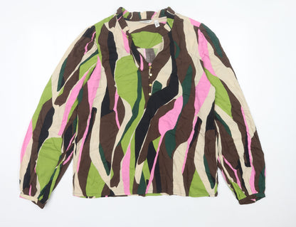 b.young Womens Multicoloured Size 12 Tunic Blouse Long Sleeve V-Neck