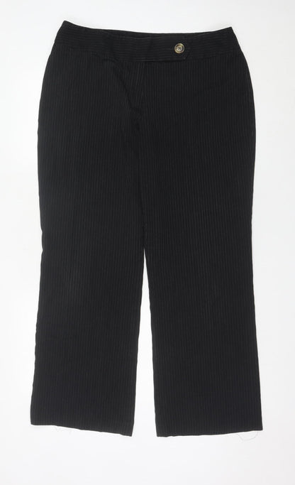 Marks and Spencer Womens Black Pinstripe Dress Pants Size 18 Regular