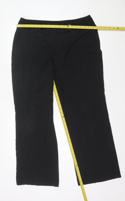 Marks and Spencer Womens Black Pinstripe Dress Pants Size 18 Regular