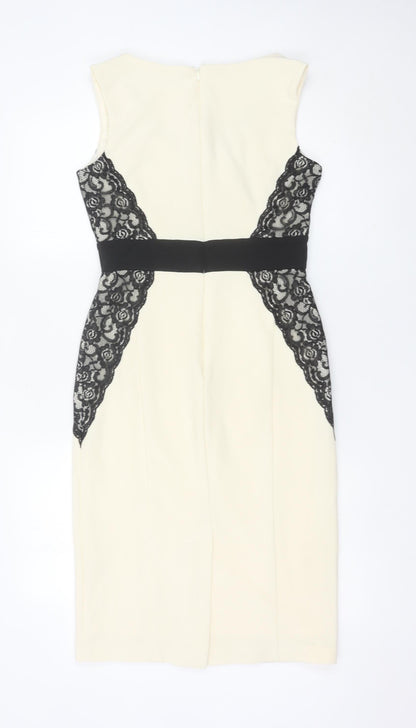 Star by Julien Macdonald Women’s Black White Lace Sheath Dress Size 10