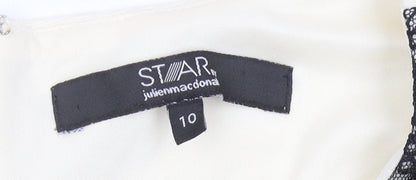 Star by Julien Macdonald Women’s Black White Lace Sheath Dress Size 10