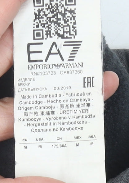 Emporio Armani EA7 Mens Black Jogger Sweatpants Size M Cotton Blend