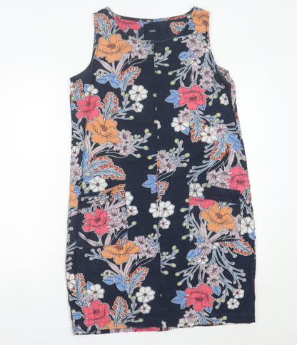 Next Women’s Multicoloured Floral Shift Dress Size 10 Sleeveless Linen Blend