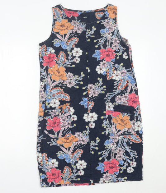 Next Women’s Multicoloured Floral Shift Dress Size 10 Sleeveless Linen Blend