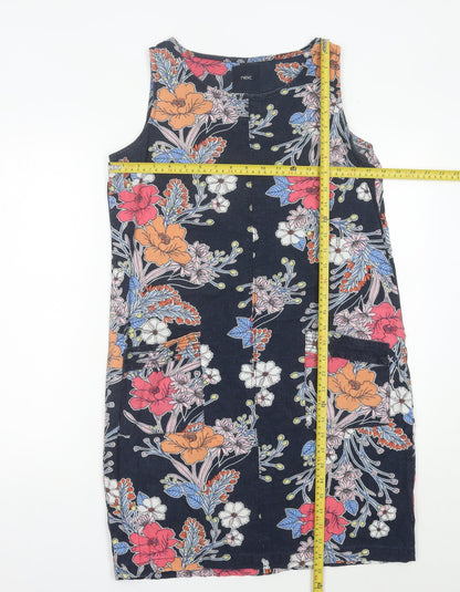 Next Women’s Multicoloured Floral Shift Dress Size 10 Sleeveless Linen Blend
