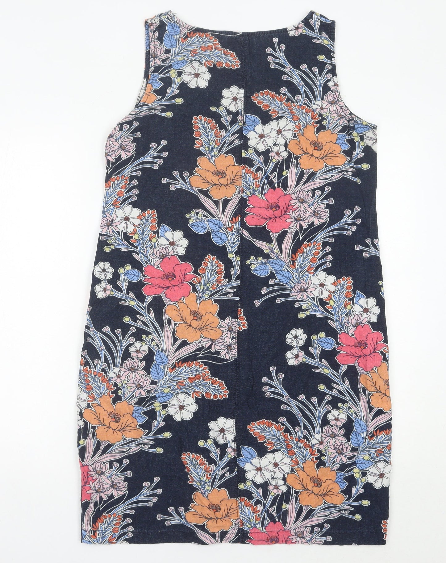 Next Women’s Multicoloured Floral Shift Dress Size 10 Sleeveless Linen Blend