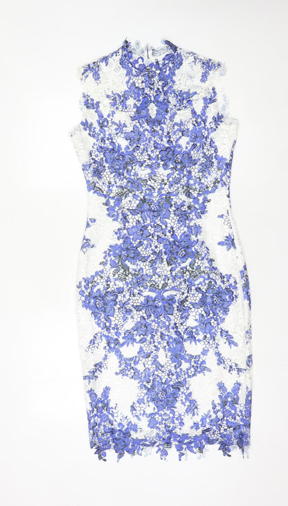 Paper Dolls Women's Blue White Floral Lace Sheath Dress Size 8