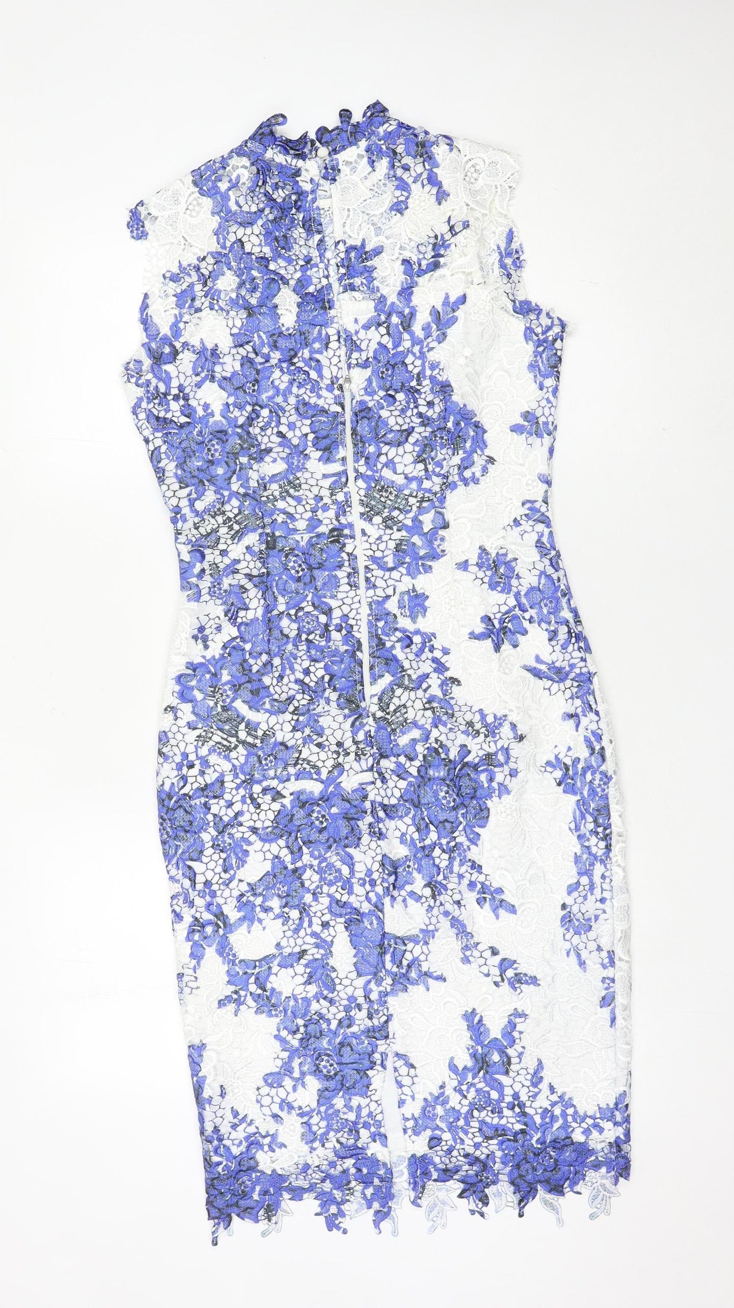 Paper Dolls Women's Blue White Floral Lace Sheath Dress Size 8