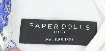 Paper Dolls Women's Blue White Floral Lace Sheath Dress Size 8