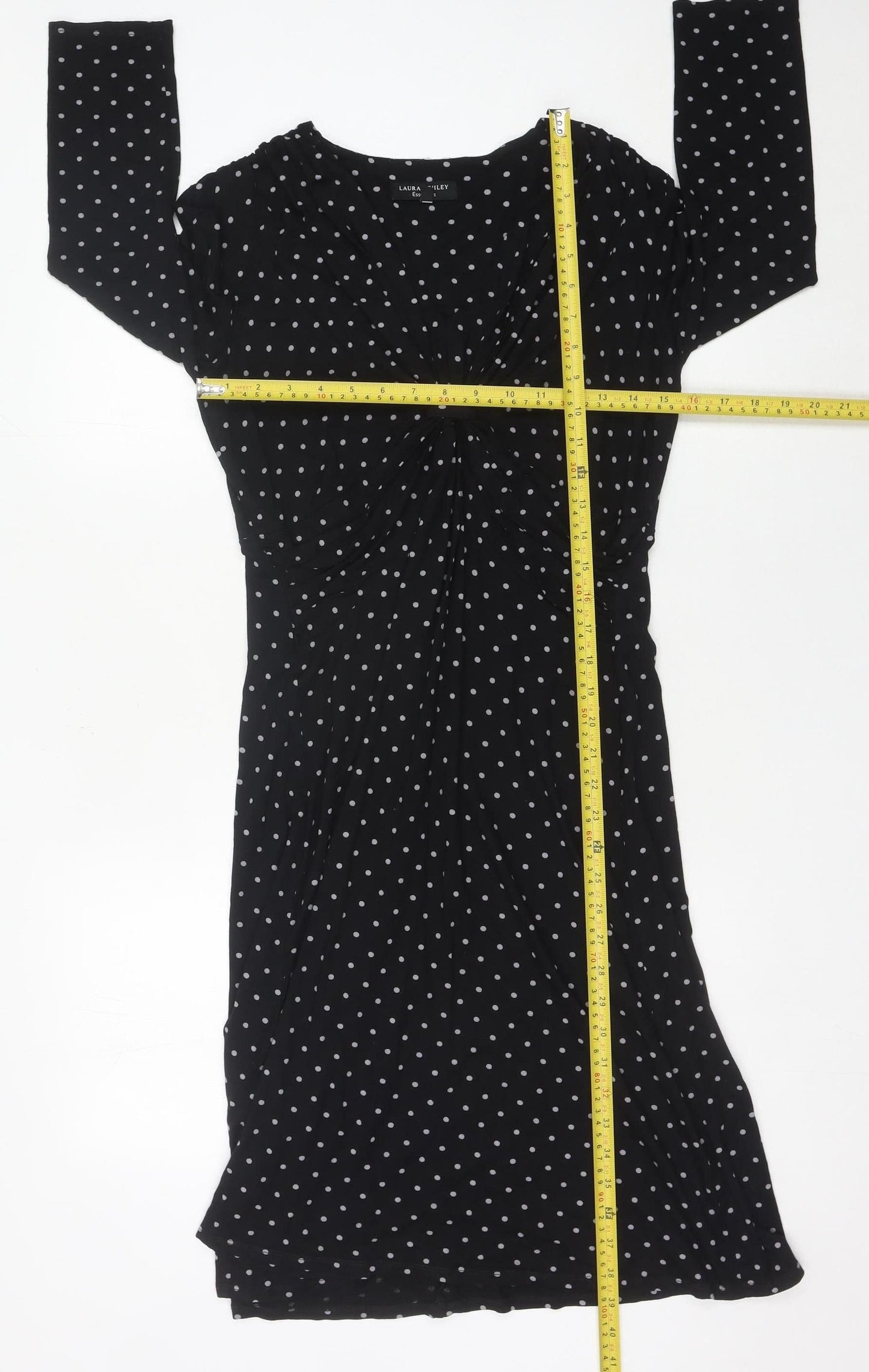 Laura Ashley Womens Black Polka Dot Sheath Dress Size 12