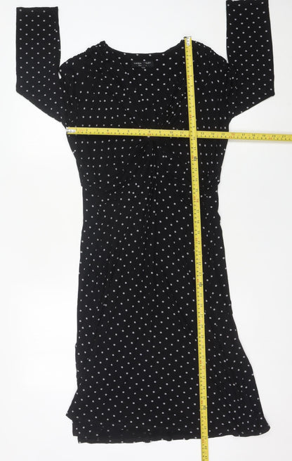 Laura Ashley Womens Black Polka Dot Sheath Dress Size 12