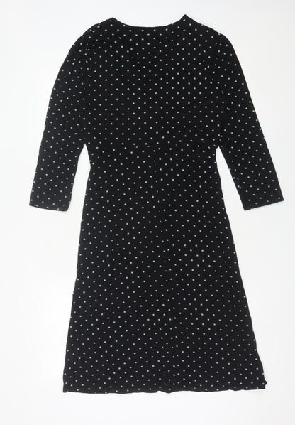 Laura Ashley Womens Black Polka Dot Sheath Dress Size 12