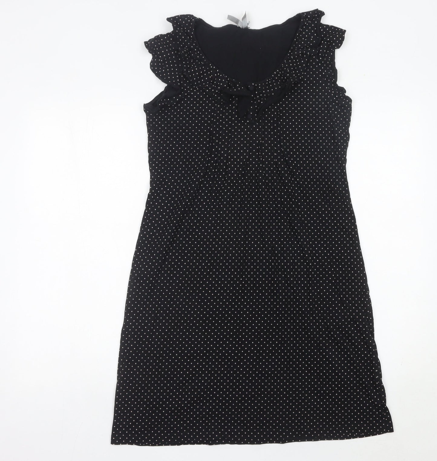 Next Women’s Black Polka Dot Cotton Knee Length Shift Dress Size 12