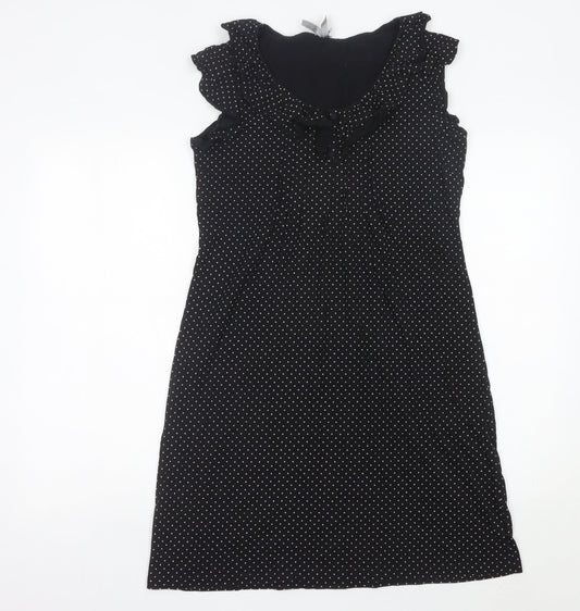Next Women’s Black Polka Dot Cotton Knee Length Shift Dress Size 12