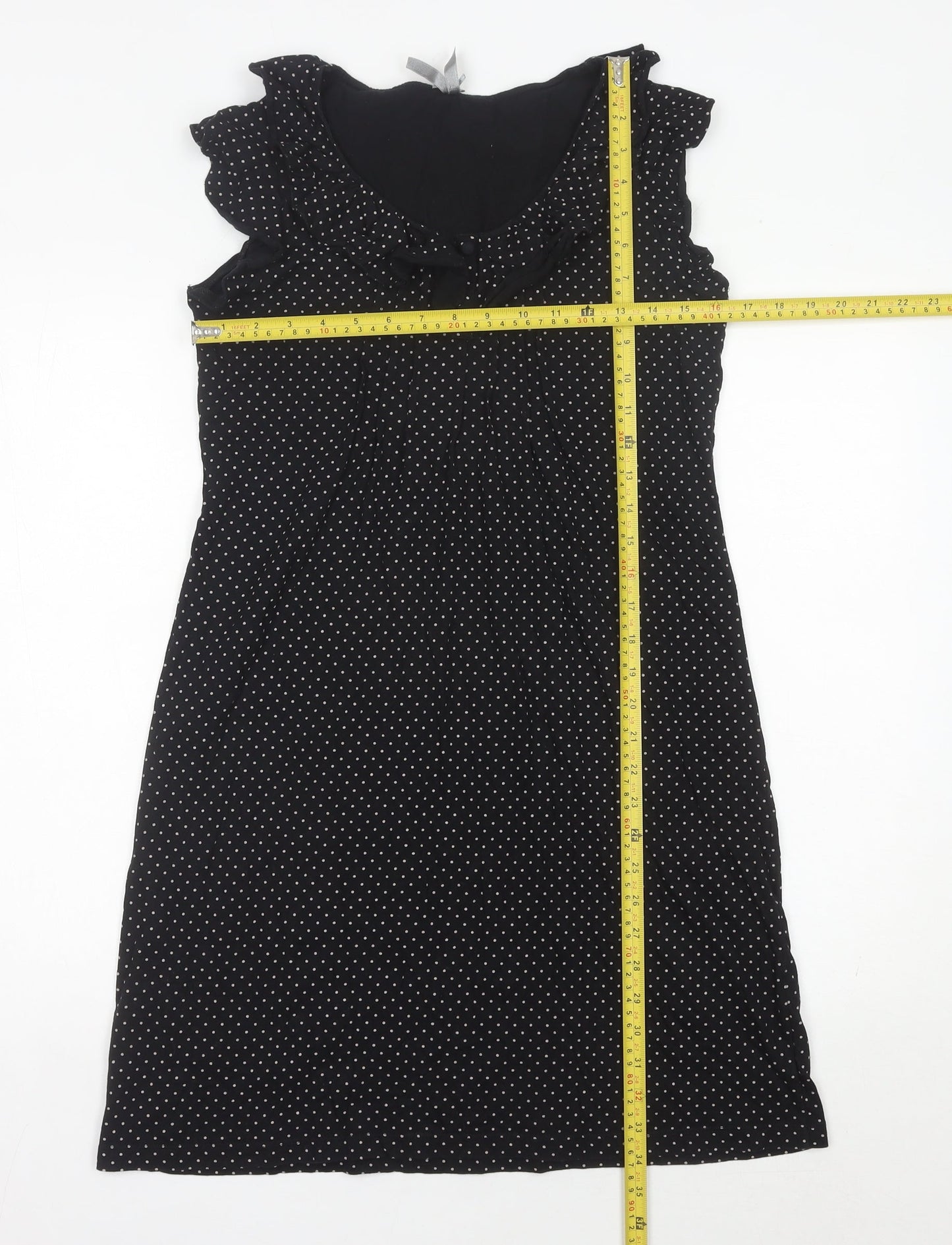 Next Women’s Black Polka Dot Cotton Knee Length Shift Dress Size 12