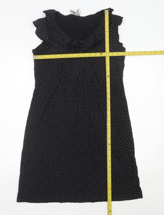 Next Women’s Black Polka Dot Cotton Knee Length Shift Dress Size 12