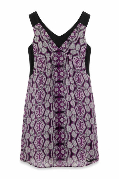 Kookai Womens Purple Grey Geometric Silk Shift Dress Size 12
