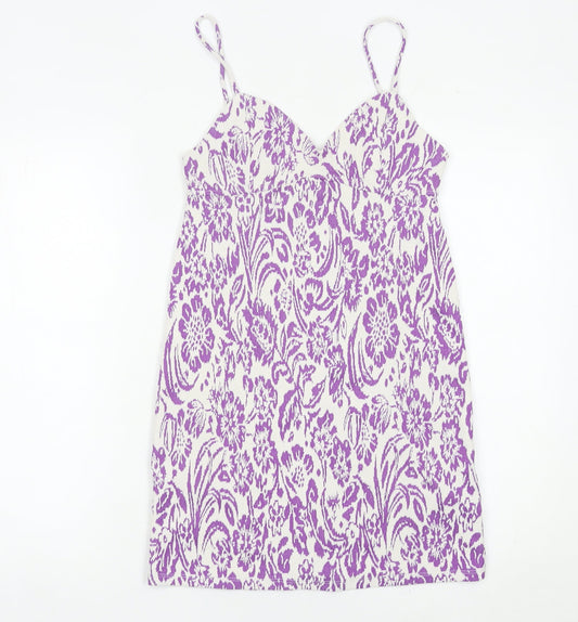 Zara Women Purple Floral Slip Dress Size 8 Short Summer