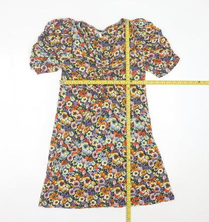 Next Women’s Multicoloured Floral A-Line Dress Size 12 Petite