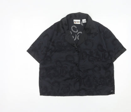 Disney Women Black Satin Mickey Mouse Pyjama Shirt Top S