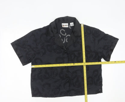 Disney Women Black Satin Mickey Mouse Pyjama Shirt Top S