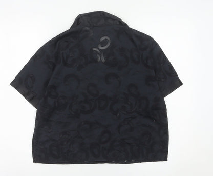 Disney Women Black Satin Mickey Mouse Pyjama Shirt Top S