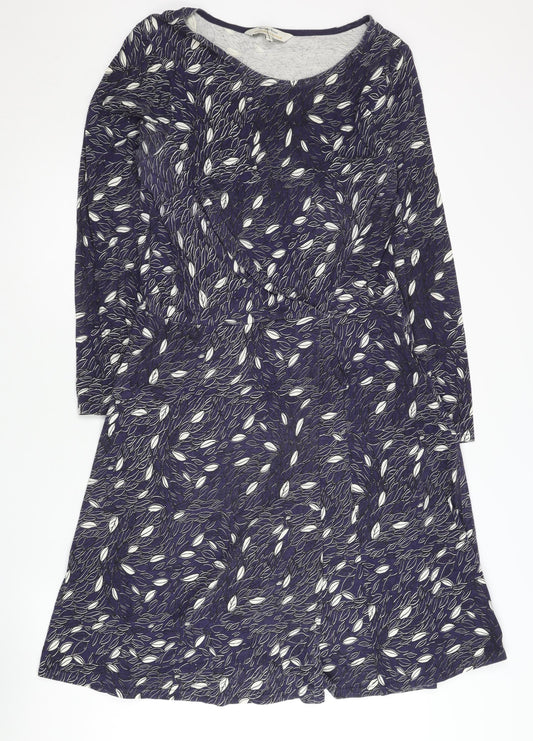 People Tree Women’s Blue Floral A-Line Dress Size 14 Cotton