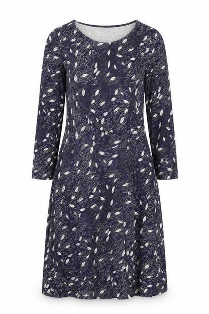 People Tree Women’s Blue Floral A-Line Dress Size 14 Cotton