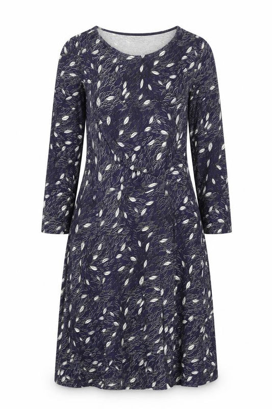 People Tree Women’s Blue Floral A-Line Dress Size 14 Cotton