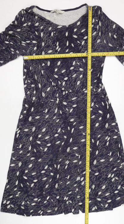People Tree Women’s Blue Floral A-Line Dress Size 14 Cotton