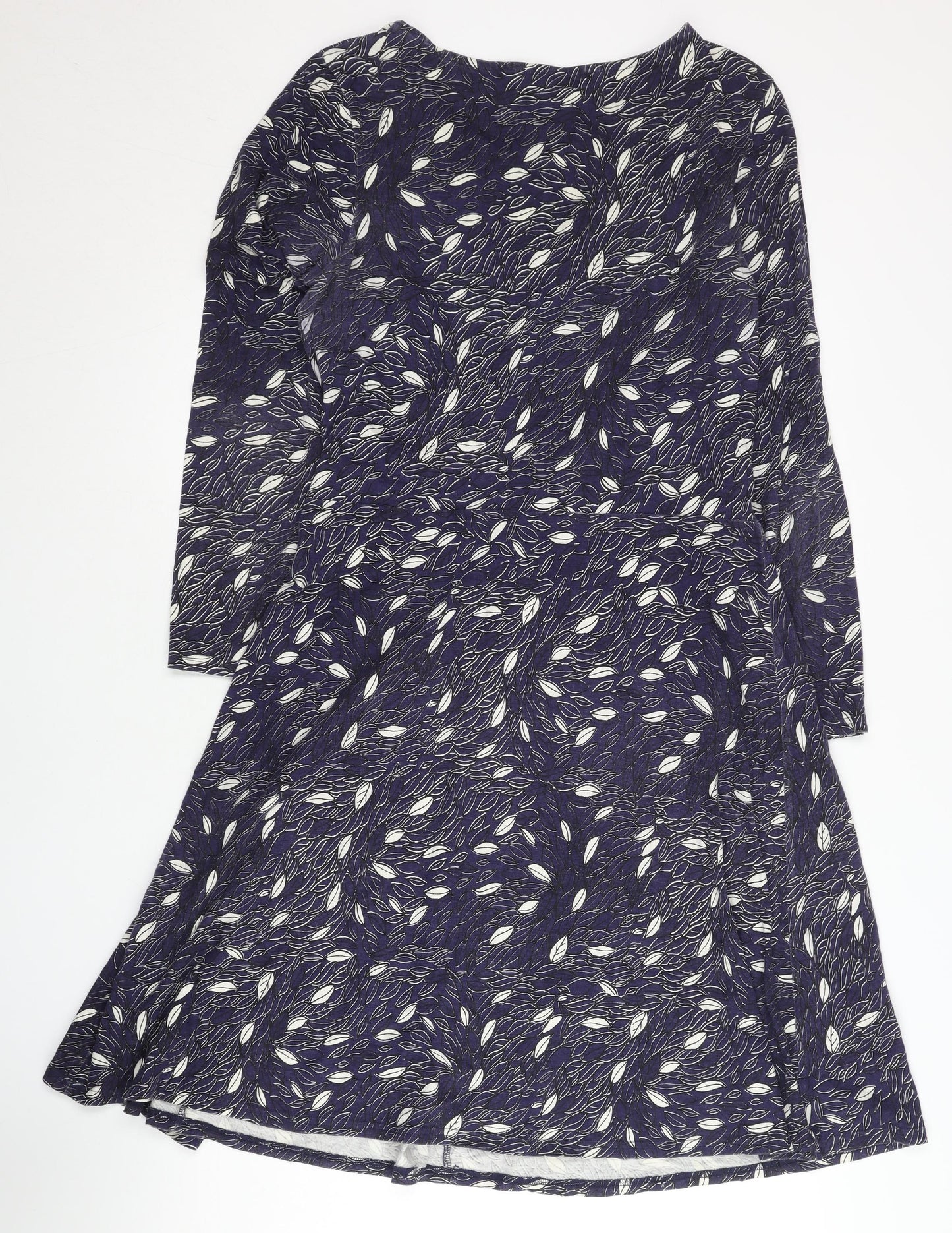 People Tree Women’s Blue Floral A-Line Dress Size 14 Cotton