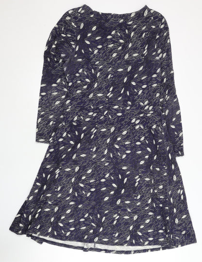 People Tree Women’s Blue Floral A-Line Dress Size 14 Cotton
